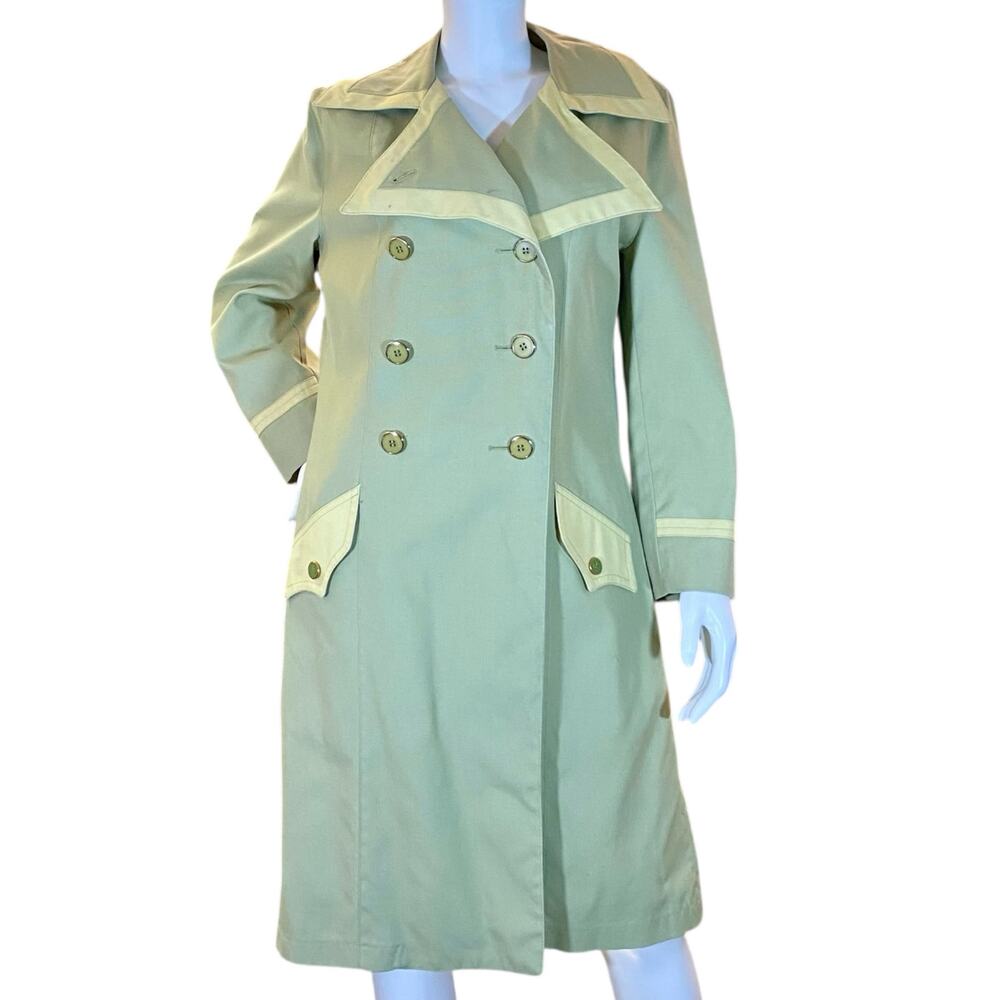 1960s Vintage Misty Harbor Yachtsman Cloth Mod Trench Coat Chartreuse Size 14